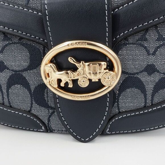 Coach Women's Georgie Saddle Bag In Signature Chambray Blue OS - Picture 8 of 14